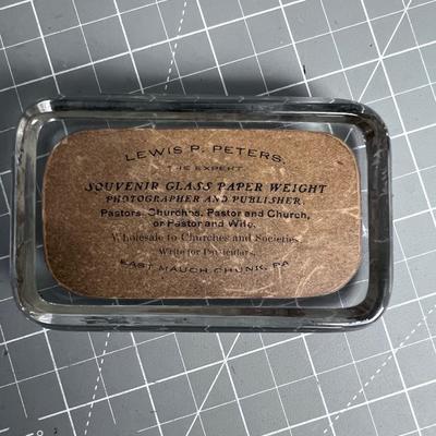 Advertising Glass Paper Weight Rectangle of an old Church