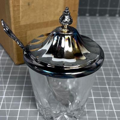 Silver Condiment Server with Spoon in Original Box