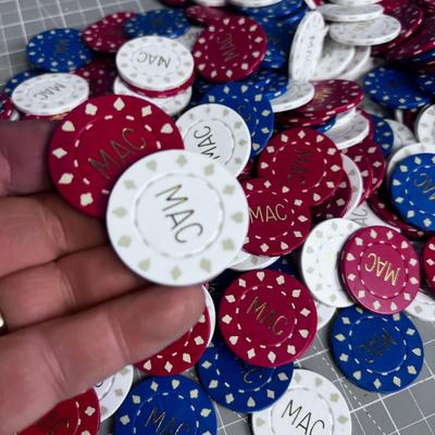 Heavy Clay Poker Chips "MAC" Red, White & Blue 