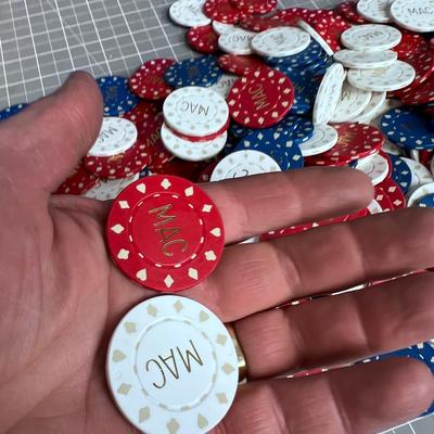 Heavy Clay Poker Chips "MAC" Red, White & Blue 