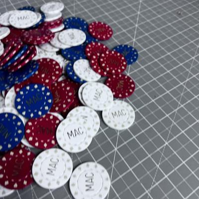 Heavy Clay Poker Chips "MAC" Red, White & Blue 