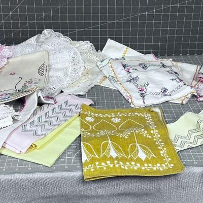 Large VINTAGE  Linens, Embroidered  