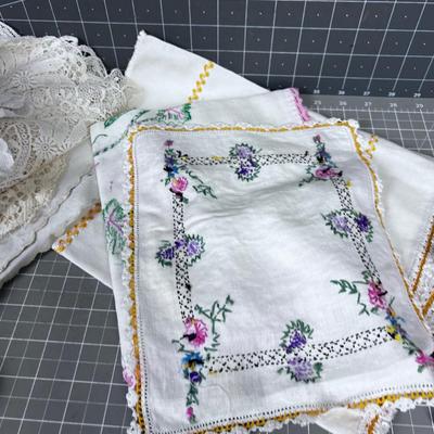 Large VINTAGE  Linens, Embroidered  