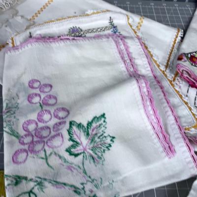 Large VINTAGE  Linens, Embroidered  