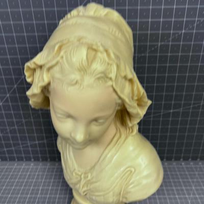 Vintage Sculpture BUST French Maiden Resin 