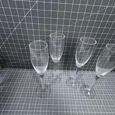 4 Crystal Long Stem Wine Glasses