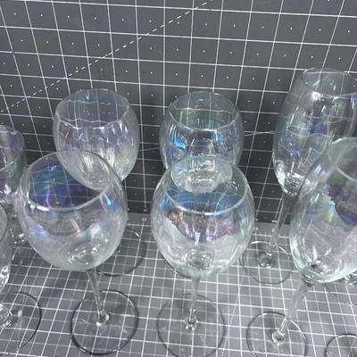 Set of Iridescent Glasses (12) 3 Styles