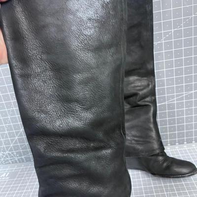 Ladies Heeled Black Leather Boots