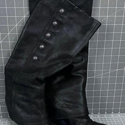Ladies Heeled Black Leather Boots