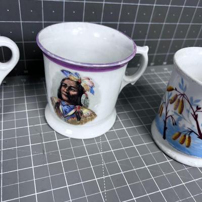 Antique Coffee Cups or Shaving Mug Collection, INTERESTING! 