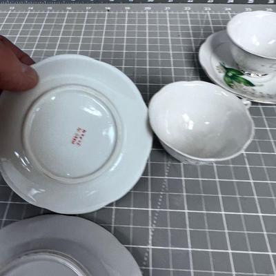 Cute Demitasse 3 Cups 2 Saucers and 1 Dessert China