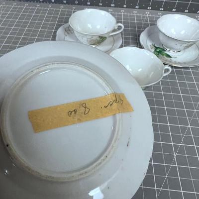 Cute Demitasse 3 Cups 2 Saucers and 1 Dessert China