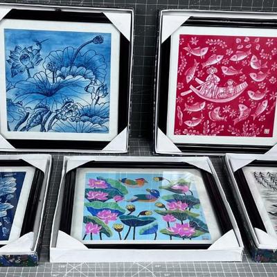 (5) Block Painting Prints Framed in Origin Boxes