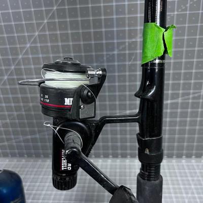 2 Fishing Poles, 1 Open Faced and 1 Closed Face