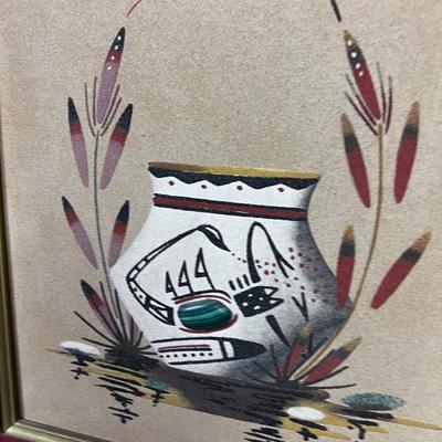 Fabulous Native American  Sand Art AUTHENTIC of Vase