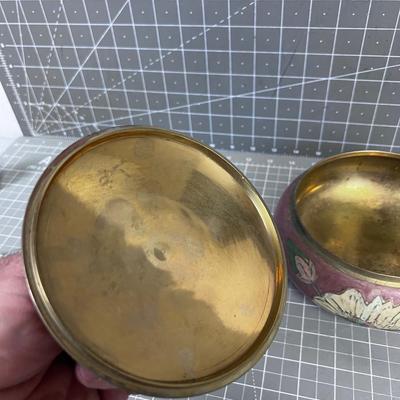 Brass Enamel Jar Mauve