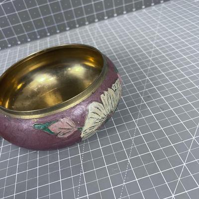 Brass Enamel Jar Mauve