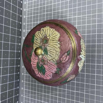 Brass Enamel Jar Mauve