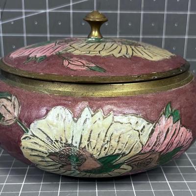 Brass Enamel Jar Mauve