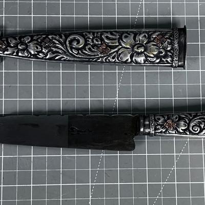 Alpaca Silver Knife with Silver Sheath, Hand Crafted & Made in Argentina 