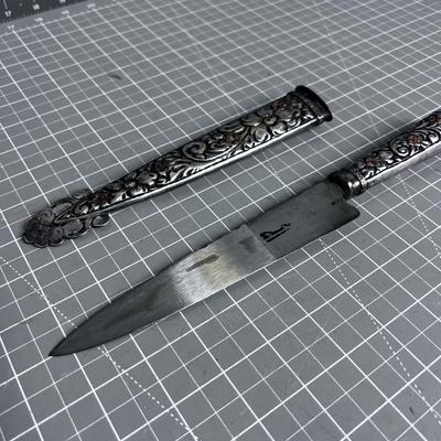 Alpaca Silver Knife with Silver Sheath, Hand Crafted & Made in Argentina 