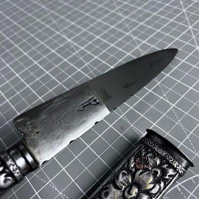 Alpaca Silver Knife with Silver Sheath, Hand Crafted & Made in Argentina 
