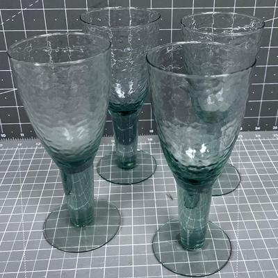 4 Light Green GOBLETS 