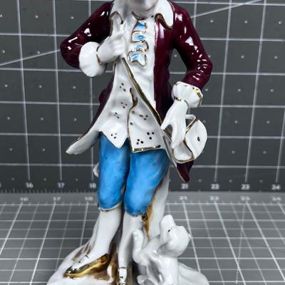 Japanese Porcelain Figurine Man with Puppy