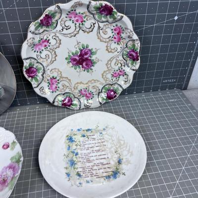Antique Porcelain Plates (4) All Different Patterns