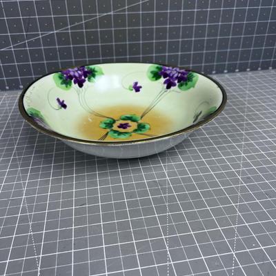 Hand Painted Nippon Bowl Violets Pattern