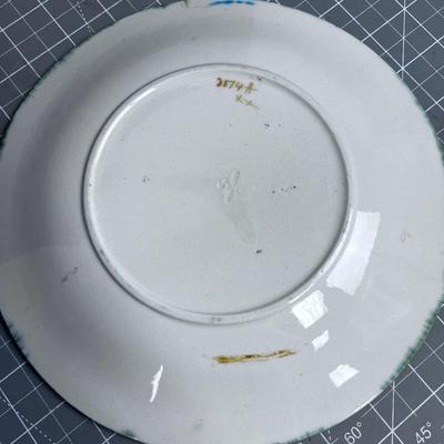 Antique Green Gold Majolica Plate by MITON 