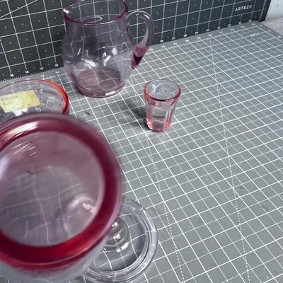 Mixed Lot of PINK Depression Glass (5) 