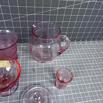 Mixed Lot of PINK Depression Glass (5) 