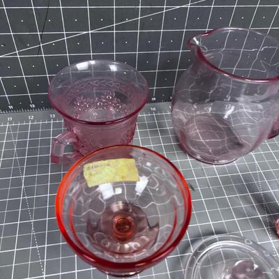 Mixed Lot of PINK Depression Glass (5) 
