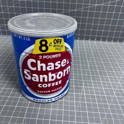 COLLECTIBLE! Vintage Coffee Can with Lid "CHASE & SANBORN" 