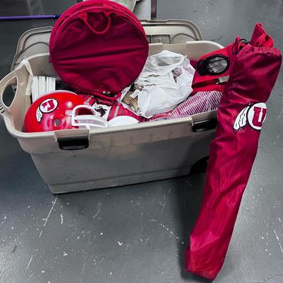 U of U Tail Gate Party-In-A-Box: Cups, Napkins, Cutlery, Chair, Garbage Etc.