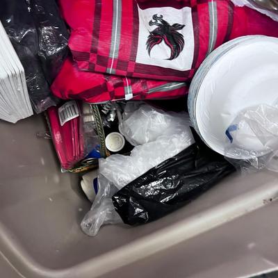 U of U Tail Gate Party-In-A-Box: Cups, Napkins, Cutlery, Chair, Garbage Etc.