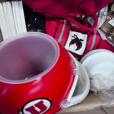 U of U Tail Gate Party-In-A-Box: Cups, Napkins, Cutlery, Chair, Garbage Etc.