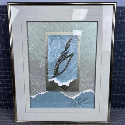 Post Modern Mixed Media Framed Art Signed by John Butler 