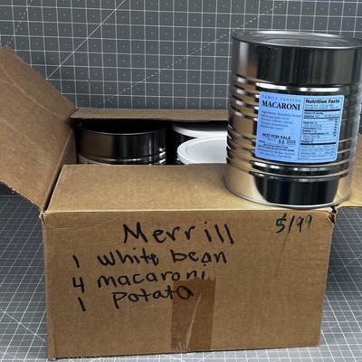 (6) No. 10 Cans of Food Storage: White Bean, Macaroni and Potatoes