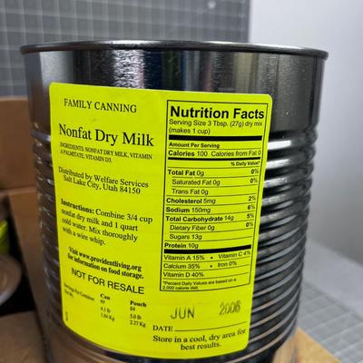 (6) No. 10 Cans of Food Storage: Non-Fat Dry Milk