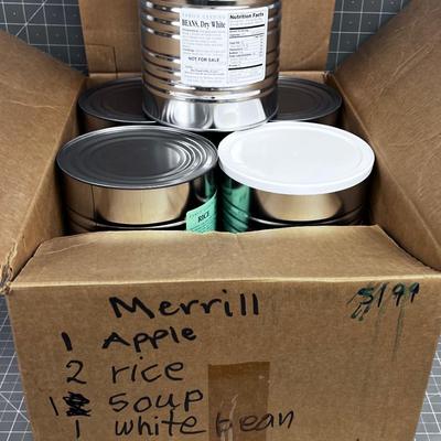 (5) No 10 Can of Food Storage: Apple. 2 Rice, 1 Soup, 1 Bean 