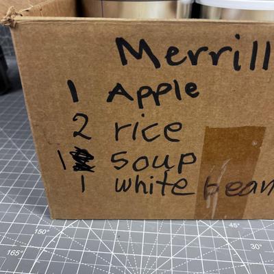 (5) No 10 Can of Food Storage: Apple. 2 Rice, 1 Soup, 1 Bean 