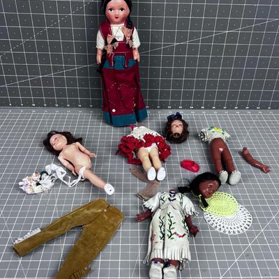 Last Doll Lot: Smaller Doll Stuff, Hand Crafted, Story Book, Native, Nancy Ann Etc. 