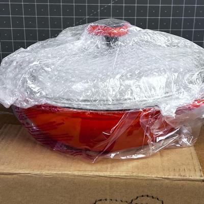 FABULOUS Rachel Ray 10" Orange NEW Cast Iron Pan with Glass Lid 