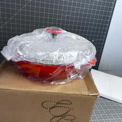 FABULOUS Rachel Ray 10" Orange NEW Cast Iron Pan with Glass Lid 