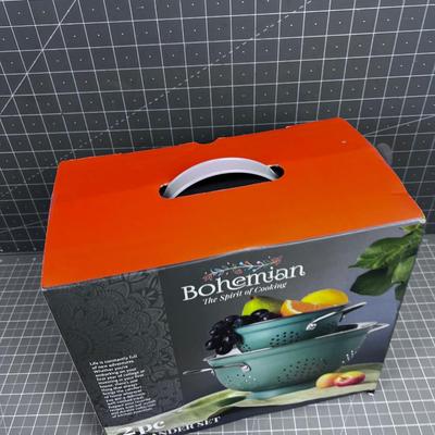 2 Piece Colander Set. BRAND NEW BOHEMIAN Turquoise