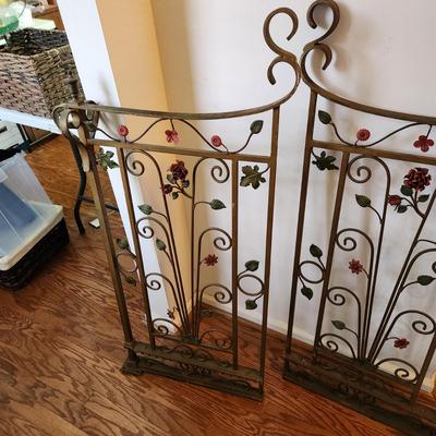 Vintage Ornate Very Heavy Metal Wrought Iron Gates 47" x20" each