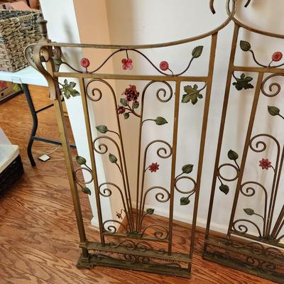 Vintage Ornate Very Heavy Metal Wrought Iron Gates 47" x20" each