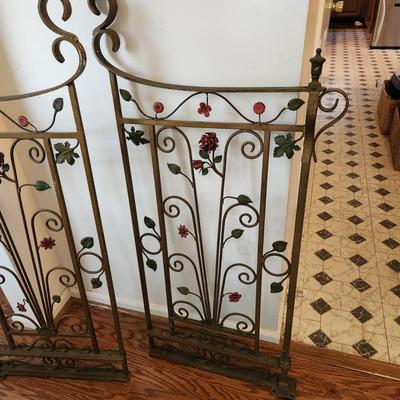 Vintage Ornate Very Heavy Metal Wrought Iron Gates 47" x20" each